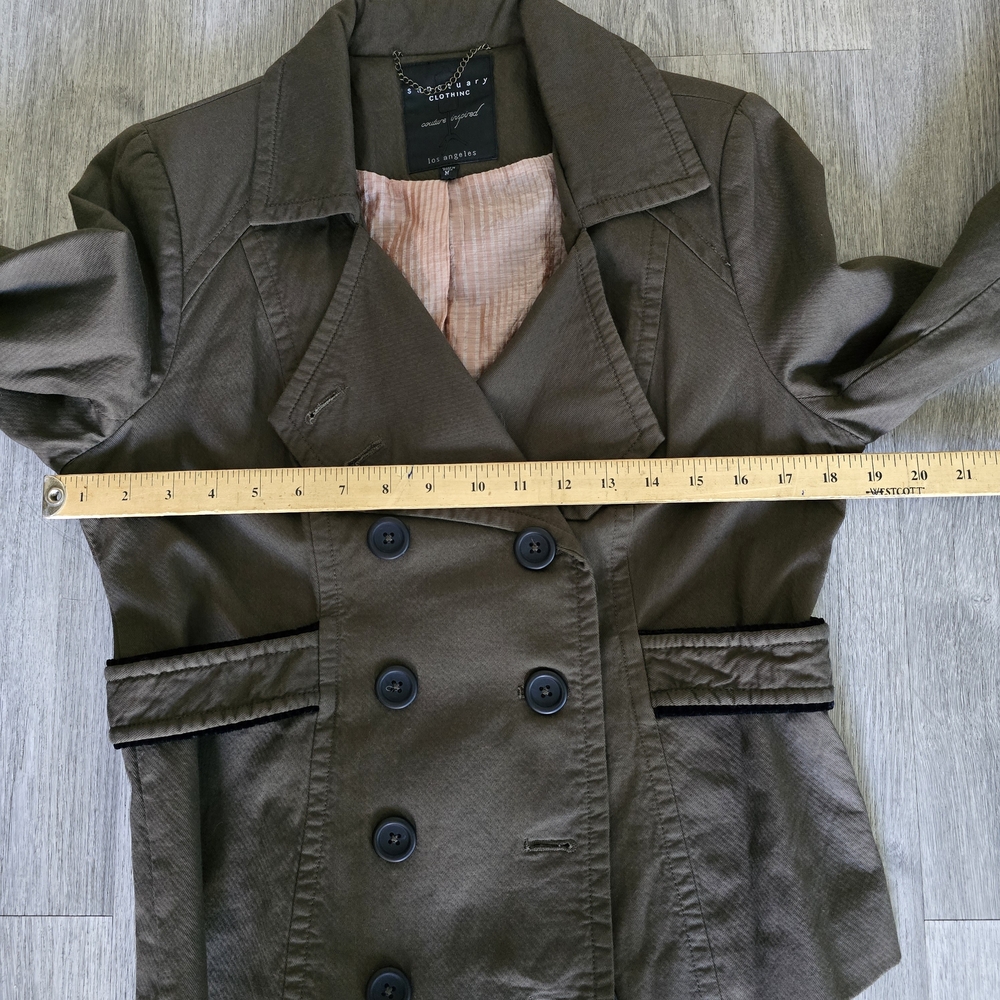 Sanctuary Dark Olive Double-Breasted Trench Coat - Picture 9 of 10